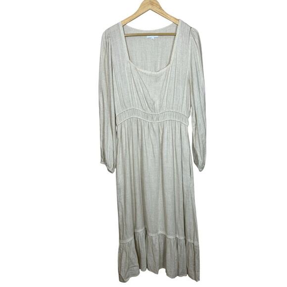 Lost + Wander Square Neck Milk Maid Puff Sleeve Maxi Dress Cottage Boho Cream L - Picture 1 of 10